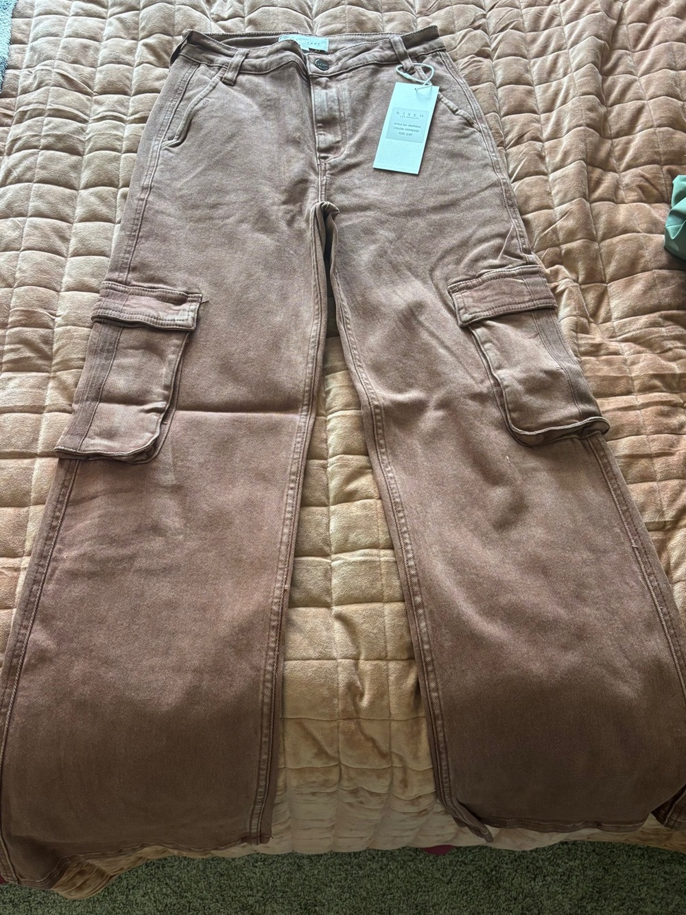 Women's Brown Cargo Jeans with Utility Pockets
